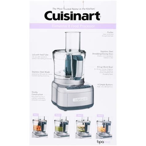 Cuisinart Elemental 8 Cup Food Processor Gunmetal Cooking Prep Chopper Fp 8gm