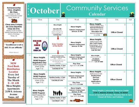 october calendar hacy housing authority   city  yuma