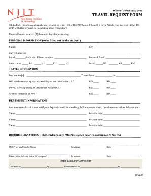 Fillable Online Travel Signature Request Procedure Fax Email Print