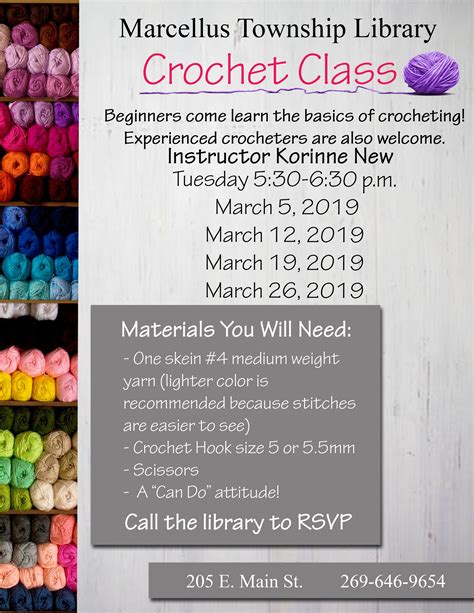 Crochet Class Crochet Classes Medium Weight Yarn Event