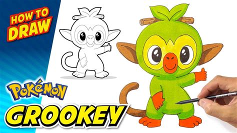 How To Draw Pokemon Grookey Easy Step By Step Youtube