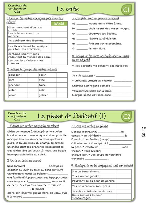 Tableau De Conjugaison Cm1 A Imprimer