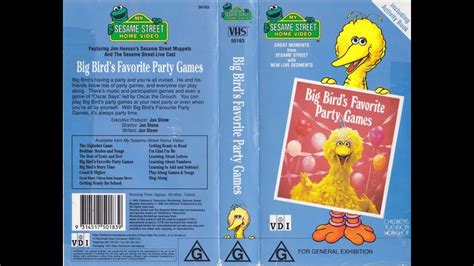 My Sesame Street Home Video Big Birds Favorite Party Games Youtube