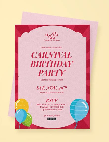 Carnival Birthday Party Invitations