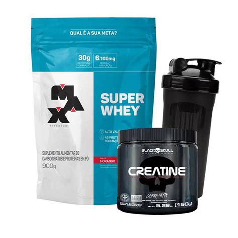 Combo Super Whey G Max Titanium Creatina G Black Skull