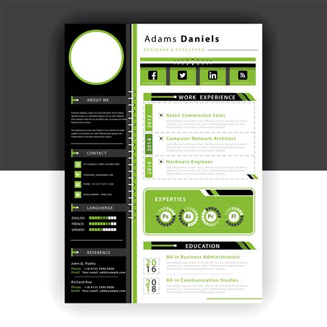 Green Resume Template 568896 Vector Art At Vecteezy