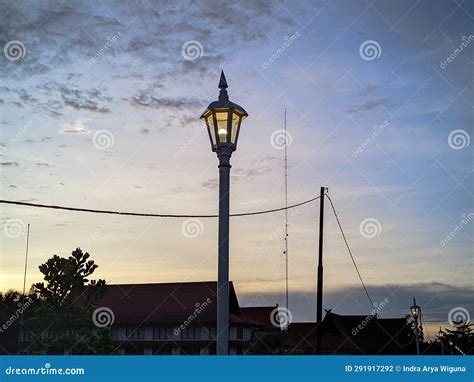 street light  sunset stock photo image  street
