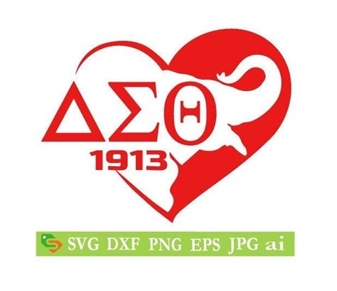 Delta Sigma Theta Heart AEO Elephant Cut File Silhouette Cricut Jpeg