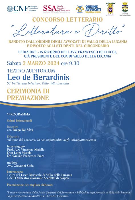 Cerimonia Di Premiazione Del Concorso Letterario Sabato Marzo