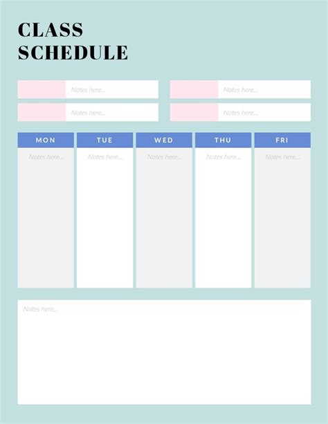 Class Schedule Template | Class schedule template, Schedule template ...