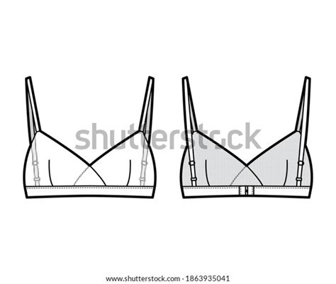 Sheer Bralette Lingerie Technical Fashion Illustration Stock Vector