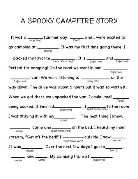 Campfire Mad Libs Printable Printable