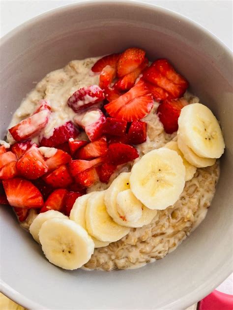 Healthy Overnight Oats With Plant Based Milk Strawberries And Banana