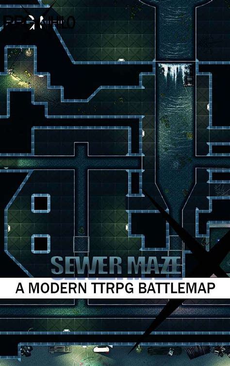 Sewer Maze 40x40 In Modern Digital Battle Map Ct Nihilo Cyberpunk