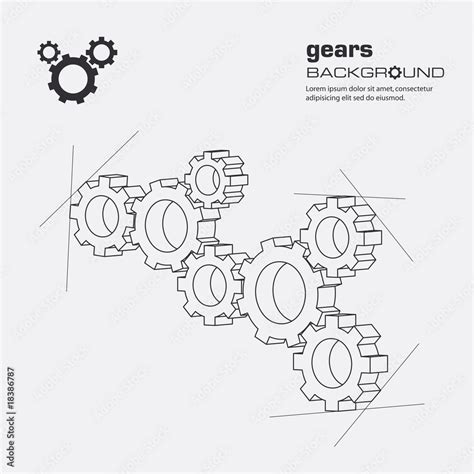 Gears blueprint background. Vector. Stock Vector | Adobe Stock