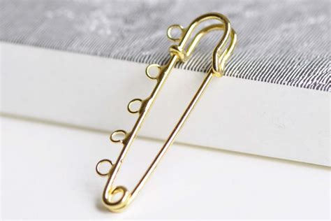 Gold Kilt Pins Five Loops Safety Pin Broochs 13x50mm Set Of 10 A8344 Etsy