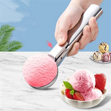 Ranliy Ice Cream Scoopnonstick Anti Freeze One Piece Aluminum Scooper Spoon With Comfortable