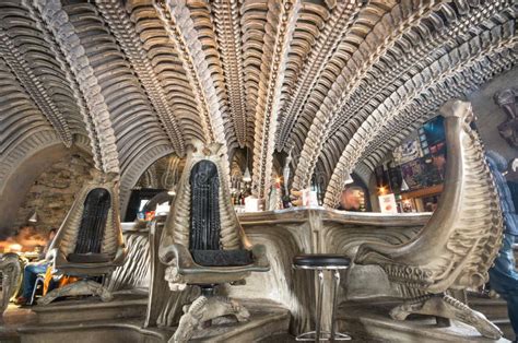 Interior Of Hr Giger Cafe In Gruyeres Switzerland Editorial Stock