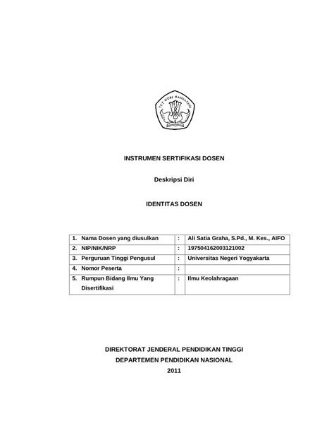 Pdf Instrumen Sertifikasi Dosen Deskripsi Diri Staffnew Uny Ac Id