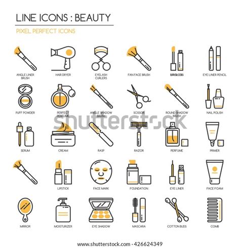 Beauty Thin Line Pixel Perfect Icons Stock Vector Royalty Free