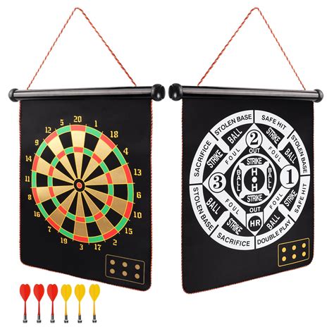 GSE 2 In 1 Magnetic Dartboard Double Sided Traditional Baseball