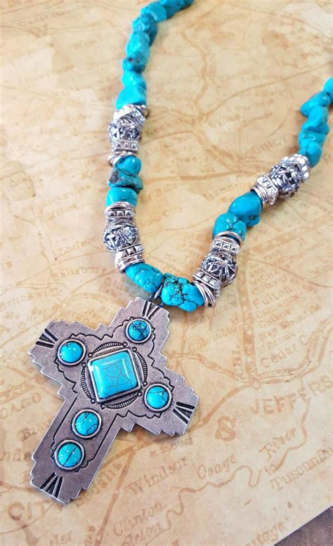 Cross Necklace Turquoise Necklace Turquoise Cross Necklace