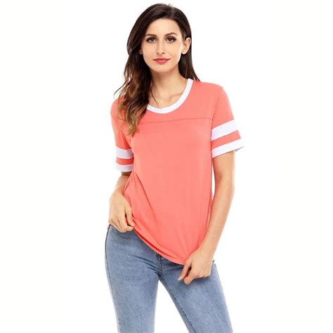 2018 Summer Women Top Tshirt Plus Size Cotton Stripe Short Sleeve T Shirt Female Casual Round