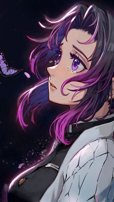 shinobu kocho insect hashira  kimetsu  yaiba anime wallpaper