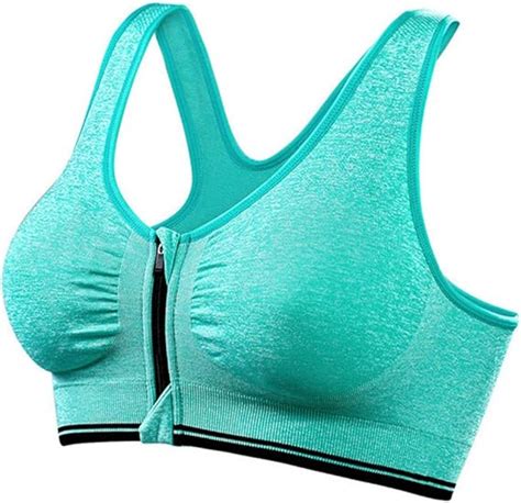 Women Front Zipper Push Up Sports Bras Plus Size Xl Padded Wirefree