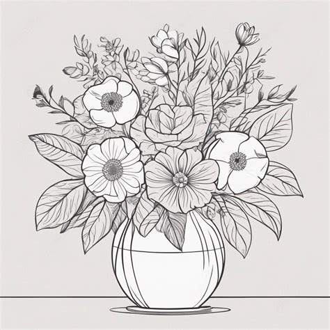 Flower Bouquet Colouring Page One Design Only Etsy