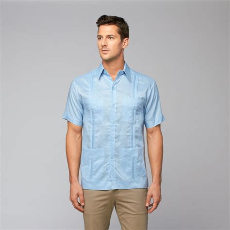 Linen Guayabera Shirt Light Blue S Mojito Collection Touch Of