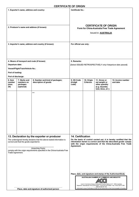 30 Printable Certificate Of Origin Templates 100 Free Templatelab