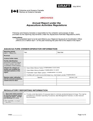 Fillable Online Dfo Mpo Gc Proposed Reporting Template Pches Et Ocans