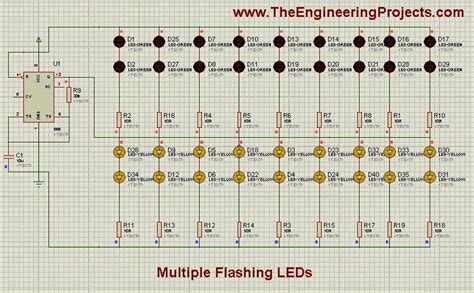 Multiple Led Flasher Project Using 555 Timer In Proteus Isis The