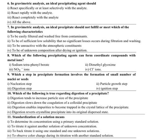 Solved 6 In Gravimetric Analysis An Ideal Precipitating Chegg