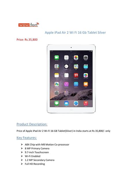 Apple IPad Air 2 Wi Fi 16 Gb Tablet Silver By Wowfon Issuu