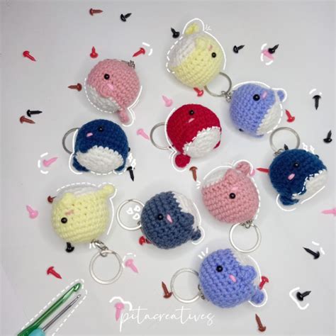 Jual Gantungan Kunci Amigurumi Baby Whale Keychain Paus Amigurumi