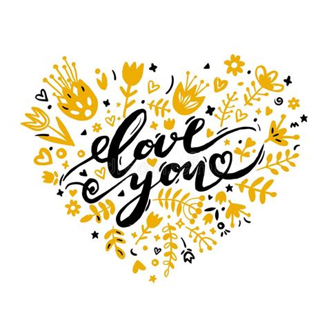 Love You Lettering Hand Drawn Lettering Illustration With Romantic