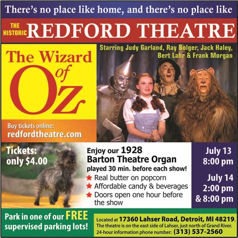 MOTORCITYBLOG The Redford Theatre Presents The Wizard Of Oz July 13 14th