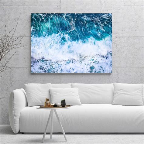 Teal Wall Art Framed Teal Large Seascape Canvas Large Etsy Teal