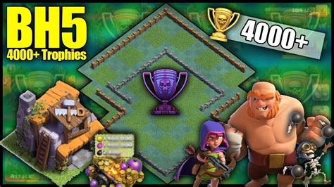 UNBEATABLE BH5 Builder Hall 5 4000 Trophy Base Anti 1 Star 5 Wins