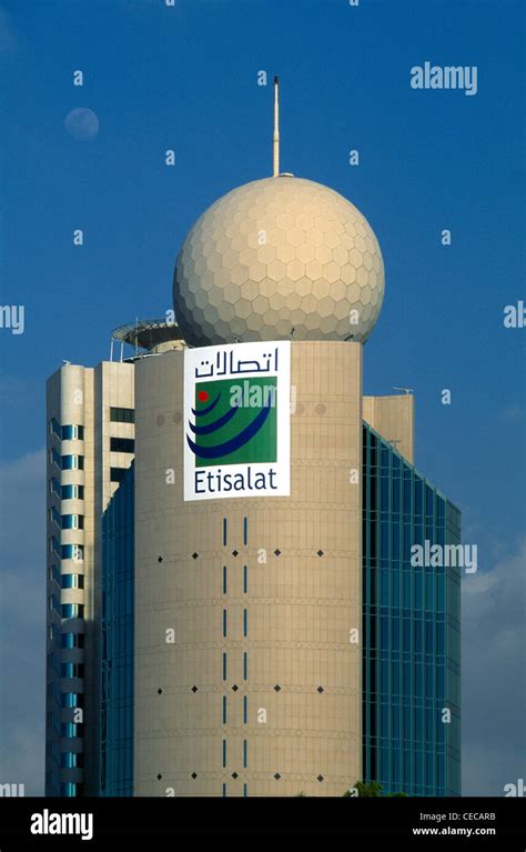 Dubai UAE Etisalat Building And Logo Telephone Exchange Stock Photo - Alamy