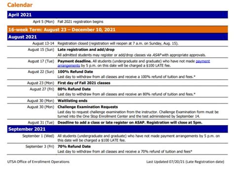 Utsa Fall 2021 Calendar Printable Template Calendar