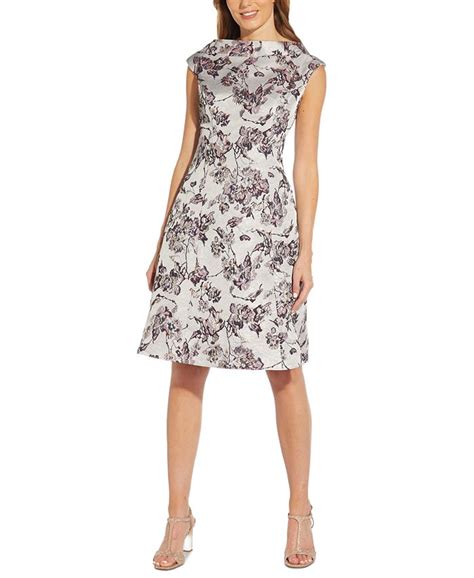 Adrianna Papell Floral Printed Fit And Flare Dress Macys