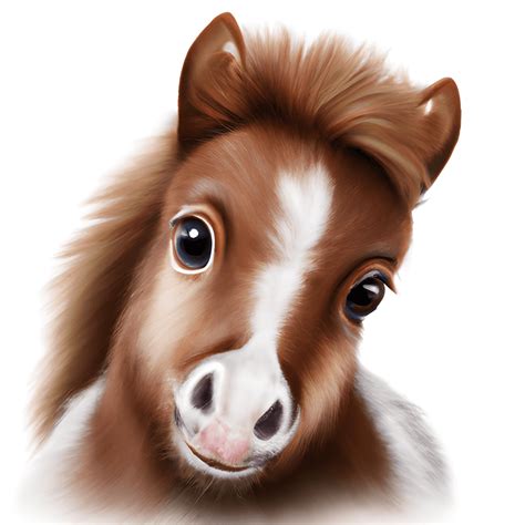 Adorable Fluffy Baby Horse Digital Graphic · Creative Fabrica