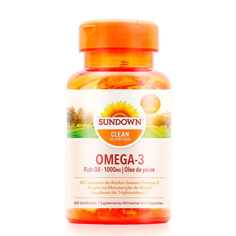 Ômega 3 Fish Oil Óleo de Peixe Sundown 1000mg c 60 Cápsulas Submarino