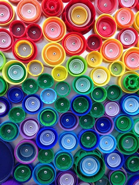 Colorful Bottle Cap Mural Make Bottle Top Art Bottle Cap Crafts