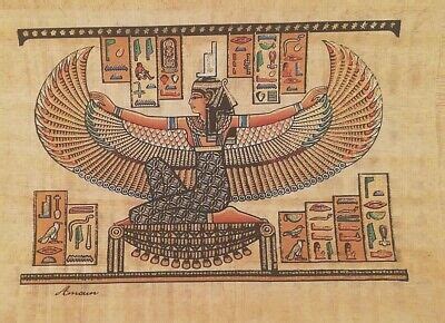 Fine Handmade Ancient Egyptian Papyrus Of Goddess ISIS Size 8 X 12 EBay