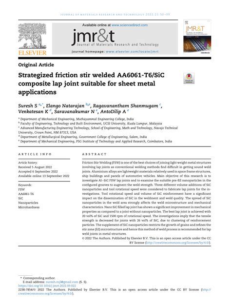 Pdf Strategized Friction Stir Welded Aa T Sic Composite Lap