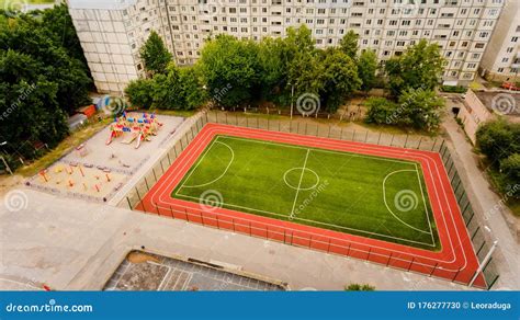 Aerial View of the Football Field. Stock Photo - Image of playground ...